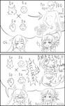  animal_ears chestnut_mouth cink-knic commentary_request constricted_pupils english fingernails greyscale head_fins if_they_mated imaizumi_kagerou interlocked_fingers japanese_clothes long_fingernails looking_at_another mermaid monochrome monster_girl multiple_girls open_mouth scared science short_hair sparkle touhou trembling wakasagihime wavy_hair werewolf wolf_ears wolf_girl 