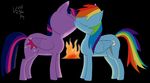  2014 blue_fur cutie_mark duo equine female feral fire friendship_is_magic fur hair horn horse kissing lesbian mammal multi-colored_hair my_little_pony pegasus pony purple_fur purple_hair rainbow_dash_(mlp) rainbow_hair twilight_sparkle_(mlp) void236 winged_unicorn wings 