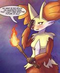  2013 aroused blush delphox dialog ear_tuft english_text female fire fur minun_(artist) nintendo pok&eacute;mon solo stick text tuft video_games 