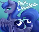  2014 blue_background blue_fur blue_hair clothing cutie_mark equine female feral friendship_is_magic fur hair horn looking_at_viewer mammal my_little_pony open_mouth panties plain_background princess_luna_(mlp) solo underwear winged_unicorn wings zodiacnicola 