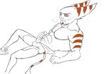 abs alister_azimuth anso/rez anthro bulge clothed clothing erection fur half-dressed lombax lying male mammal masturbation muscles on_back open_mouth panting pecs penis ratchet_and_clank solo stripes sweat teeth video_games 