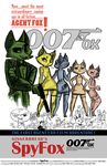  bow_tie canine dress english_text feline female fox gun lynx male mammal parody poster ranged_weapon spyfox_(short) text tuxedo weapon 