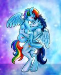  2014 anthro blue_fur blue_hair blush breasts cutie_mark duo equine eyes_closed female friendship_is_magic fur hair male mammal multi-colored_hair my_little_pony nude pegasus penis rainbow_dash_(mlp) rainbow_hair sex soarin_(mlp) standing straight superkeen sweat wings wonderbolts_(mlp) 