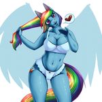  &lt;3 2014 anthro anthrofied blowing_kiss blue_body bra clothing cutie_mark equine female friendship_is_magic hair long_hair looking_at_viewer mammal mookierific multi-colored_hair my_little_pony navel pulling_hair rainbow_dash_(mlp) rainbow_hair solo underwear 