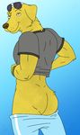 abs bojack_horseman butt looking_at_viewer male mr._peanutbutter solo 