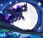  2014 blue_eyes blue_hair constellation constellations cutie_mark equine female friendship_is_magic hair horn mammal moon my_little_pony pixelkitties princess_luna_(mlp) reflection solo stars water winged_unicorn wings 
