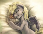  2014 blonde_hair cuddling derpy_hooves_(mlp) equine female food friendship_is_magic hair hug lying mammal mrs1989 muffin my_little_pony pegasus solo wings 