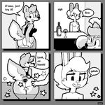  asswolf big_butt breasts butt canine comic cupcake_(oriole) female glass humor lagomorph looking_back mammal monochrome oriole_(artist) rabbit wide_hips wolf 