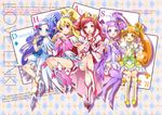  :d aida_mana argyle argyle_background arm_warmers bike_shorts blonde_hair blue_bow blue_eyes blue_hair boots bow brown_hair card character_name choker club_(shape) clubs_hands crossed_legs cure_ace cure_diamond cure_heart cure_rosetta cure_sword diamond_(shape) dokidoki!_precure double_bun earrings english flower full_body green_choker hair_bow hair_flower hair_ornament hair_ribbon heart heart_hair_ornament heart_hands hishikawa_rikka hoshi_(xingspresent) jewelry kenzaki_makoto knee_boots long_hair madoka_aguri magical_girl multiple_girls open_mouth pink_bow pink_eyes pink_footwear pink_sleeves playing_card precure purple_choker purple_eyes purple_footwear purple_hair purple_legwear red_eyes red_hair ribbon shoes short_hair shorts shorts_under_skirt side_ponytail skirt smile spade_(shape) spade_hair_ornament thigh_boots thighhighs twintails wrist_cuffs yellow_eyes yotsuba_alice 