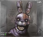  2014 animatronic bonnie_(fnaf) creepy dullvivid five_nights_at_freddy&#039;s lagomorph looking_at_viewer mammal nightmare_fuel rabbit 