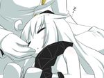  1girl =_= admiral_(kantai_collection) ahoge closed_eyes commentary gloves goma_(gomasamune) kantai_collection military military_uniform mittens naval_uniform northern_ocean_hime open_mouth pale_skin shinkaisei-kan sleeping uniform white_hair zzz 
