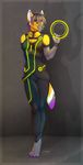  2014 anthro barefoot canine disk f-r95 female green_eyes looking_at_viewer mammal sci-fi solo suit tron wolf 