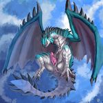  2014 anus butt erection feral flying genital_slit half-closed_eyes knot larynkir_(character)_(character) male monster_hunter open_mouth penis rathalos scalie sharp_teeth sky slit solo spikes spines teeth thick_penis video_games wings wyvern zerolativity 