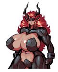 alpha_channel big_breasts breasts brown_scales chain chubby cleavage clothed clothing dragon female hair horn huge_breasts human low_res mammal red_hair s-purple scales thick_thighs wide_hips yellow_eyes 