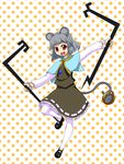  animal_ears bad_id bad_pixiv_id basket dowsing_rod grey_hair jewelry mizukaze mouse mouse_ears mouse_tail nazrin pantyhose pendant polka_dot red_eyes short_hair solo tail touhou 