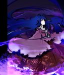  blue_hair houraisan_kaguya long_hair pink_eyes red_eyes smile solo touhou very_long_hair wind yume_koucha 