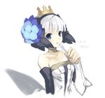  bad_id bad_pixiv_id blue_eyes choker crown dress face fork gwendolyn odin_sphere solo strapless strapless_dress tongue tsunako white_hair 