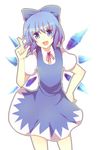  :d bad_id bad_pixiv_id blue_eyes blue_hair bow cirno hair_bow open_mouth short_hair smile solo sumeragi_oruta touhou wings 