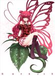  bare_shoulders beatmania beatmania_iidx butterfly_wings duplicate fairy futami_kito gothic long_hair pink_eyes red_eyes red_hair sitting skirt solo sparkle umegiri_ameto wings 