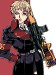  blonde_hair gloves gun lowres military military_uniform original punpun rifle solo uniform weapon 