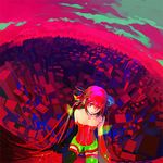  bad_id bad_pixiv_id cityscape colorful detached_sleeves drill_hair kaninn kasane_teto red_eyes red_hair skirt solo thighhighs twin_drills twintails utau 
