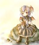  amanojaku bad_id bad_pixiv_id book boots child dress head_wings multicolored_hair red_eyes shoes single_head_wing solo tokiko_(touhou) touhou white_hair wings 