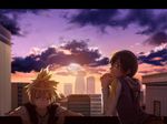  aqua_eyes bad_id bad_pixiv_id blonde_hair blue_eyes blue_hair cityscape halto kagamine_len kaito male_focus multiple_boys sky sunset vocaloid 