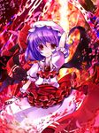  bat_wings chain hat hoshikuzu petals purple_hair red_eyes remilia_scarlet short_hair solo touhou wings wrist_cuffs 