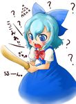  ? blue_eyes blue_hair bow cirno daitai_konna_kanji hair_bow short_hair solo touhou 