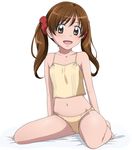  blush brown_eyes brown_hair camisole long_hair looking_at_viewer navel open_mouth panties precure precure_all_stars_new_stage:_mirai_no_tomodachi sakagami_ayumi sakecho sitting solo stomach twintails underwear underwear_only wariza 