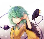  crying eyeball green_eyes green_hair hat hat_ribbon heart heart_of_string highres koissa komeiji_koishi ribbon short_hair solo streaming_tears tears third_eye touhou 