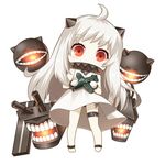  ahoge aircraft airplane anklet barefoot black_panties chibi hitsuki_rei horns jewelry kantai_collection long_hair looking_at_viewer lowres mittens monster northern_ocean_hime open_mouth panties red_eyes shinkaisei-kan side-tie_panties solo turret underwear white_hair 