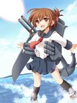  brown_eyes brown_hair cross_(crossryou) folded_ponytail highres inazuma_(kantai_collection) kantai_collection school_uniform serafuku short_hair solo 