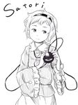  character_name chii-kun_(seedyoulater) eyeball greyscale hairband heart komeiji_satori monochrome short_hair simple_background sketch solo third_eye touhou white_background 