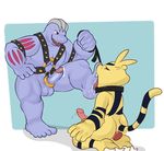  buttplug cock_ring electabuzz eroborus hindpaw leash leather_straps licking machoke nintendo paws pok&eacute;mon saliva sex_toy tagme tongue video_games 