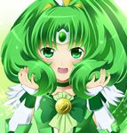  :d absurdres bad_id bad_pixiv_id bow bowtie brooch choker circlet cure_march green green_choker green_eyes green_hair green_neckwear hair_tousle highres jewelry long_hair magical_girl midorikawa_nao open_mouth precure sharumon smile smile_precure! solo tri_tails wrist_cuffs 