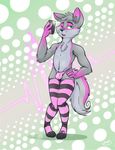  2014 anthro black_nose bulge canine cellphone clothed clothing fur green_eyes hair legwear male mammal multi-colored_hair one_eye_closed panties phone pose selfie smile socks solo standing tongue underwear 