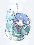  :d bad_id bad_pixiv_id biyon blue_eyes blue_hair drill_hair japanese_clothes kimono looking_at_viewer mermaid monster_girl open_mouth short_hair sketch smile solo touhou translation_request wakasagihime 