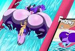  anthro big_breasts bovine breasts canine cattle cleavage clothed clothing dog erect_nipples female girly huge_breasts hyper hyper_breasts lagomorph male mammal nipples rabbit swimsuit water wobbleblot_(artist) 