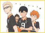  bad_id bad_pixiv_id black_eyes black_hair bou_erika brown_eyes brown_hair freckles glasses haikyuu!! hinata_shouyou kageyama_tobio male_focus multiple_boys open_mouth orange_eyes orange_hair parted_lips simple_background sportswear sweat tsukishima_kei volleyball_uniform white_background yamaguchi_tadashi 