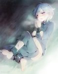  barefoot blush bruise child cuffs handcuffs injury kakumeiki_valvrave l-elf lying male_focus open_mouth pants_down purple_eyes shackles silver_hair solo tears younger 