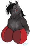  2014 alpha_channel bedroom_eyes big_breasts black_fur black_hair breasts equine female fur hair horse icy_vinyl mammal plain_background red_eyes smile solo transparent_background 