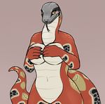  blush breasts female looking_at_viewer nude reptile royalty_(artist) scalie snake solo tongue 