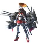  kantai_collection machinery mecha mechanization no_humans oriental_umbrella robot simple_background solo standing takamaru_(taka1220) umbrella white_background yamato_(kantai_collection) 