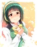  2014 3: blush bow bowtie character_name dated green_hair hands_on_own_chest happy_birthday headset idolmaster idolmaster_(classic) ima_(lm_ew) jewelry md5_mismatch otonashi_kotori red_eyes ring short_hair solo tears 