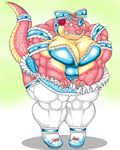  alligator arm_band big_breasts blush bow breasts bumpy_skin chubby clothed clothing crocodile embarrassed eye_patch eyewear female flower legwear lipstick musclegut muscles obese overweight reptile scalie shoes skimpy skirt skirt_lift stockings tutu yellow-dragon 