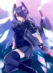  bad_id bad_pixiv_id cardigan eyepatch gloves kantai_collection left-handed necktie short_hair solo sword tenryuu_(kantai_collection) unabara_misumi weapon yellow_eyes 