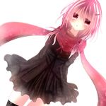  black_legwear crying crying_with_eyes_open guilty_crown hair_ornament hairclip highres kakyoxx long_hair looking_at_viewer open_mouth pink_hair red_eyes scarf solo tears twintails yuzuriha_inori 