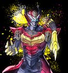  armor blue_eyes clenched_hand horns kamen_rider kamen_rider_gaim_(series) kumon_kaito lord_baron male_focus monster_boy naokado solo 