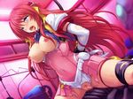  1girl ahegao animated animated_gif bdsm beat_angel_escalayer blue_eyes blush bondage bound breasts censored escalayer kouenji_sayuka long_hair lowres nipples red_hair solo tongue tongue_out torn_clothes very_long_hair 